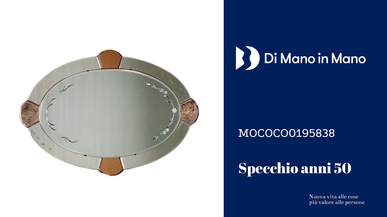Specchio Vintage Parete Anni 50 Vetro specchiato Decorato Colorato