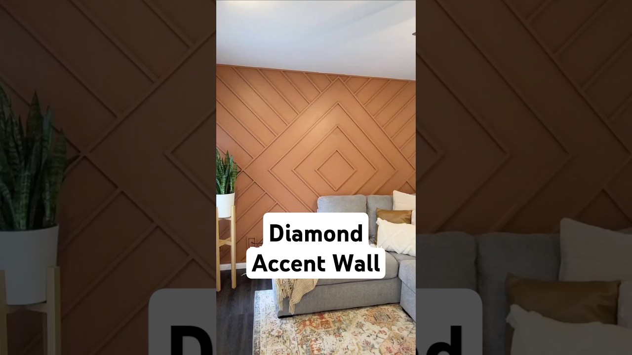 Diamond Accent Wall #diy #homerenovationideas #diyhomerenovation #accentwallideas #walldecor