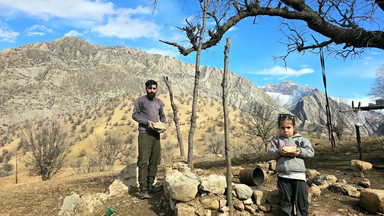 Building a Stone Shelter in Harsh Winter | Real Nomadic Life in Zagros ❄️🪨