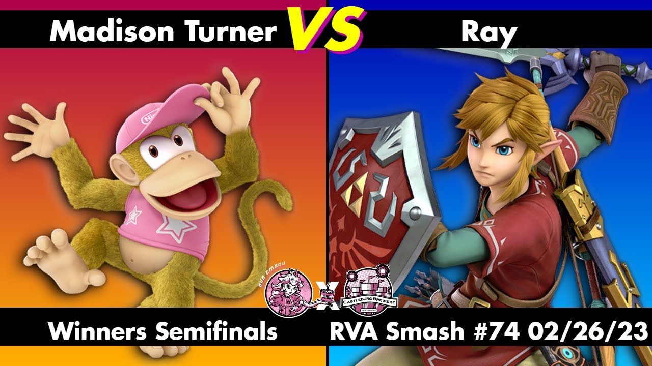RVA Smash #74: Madison Turner (Diddy Kong) vs Ray (Link) | Winners Semifinals | 45 Entrants | SSBU