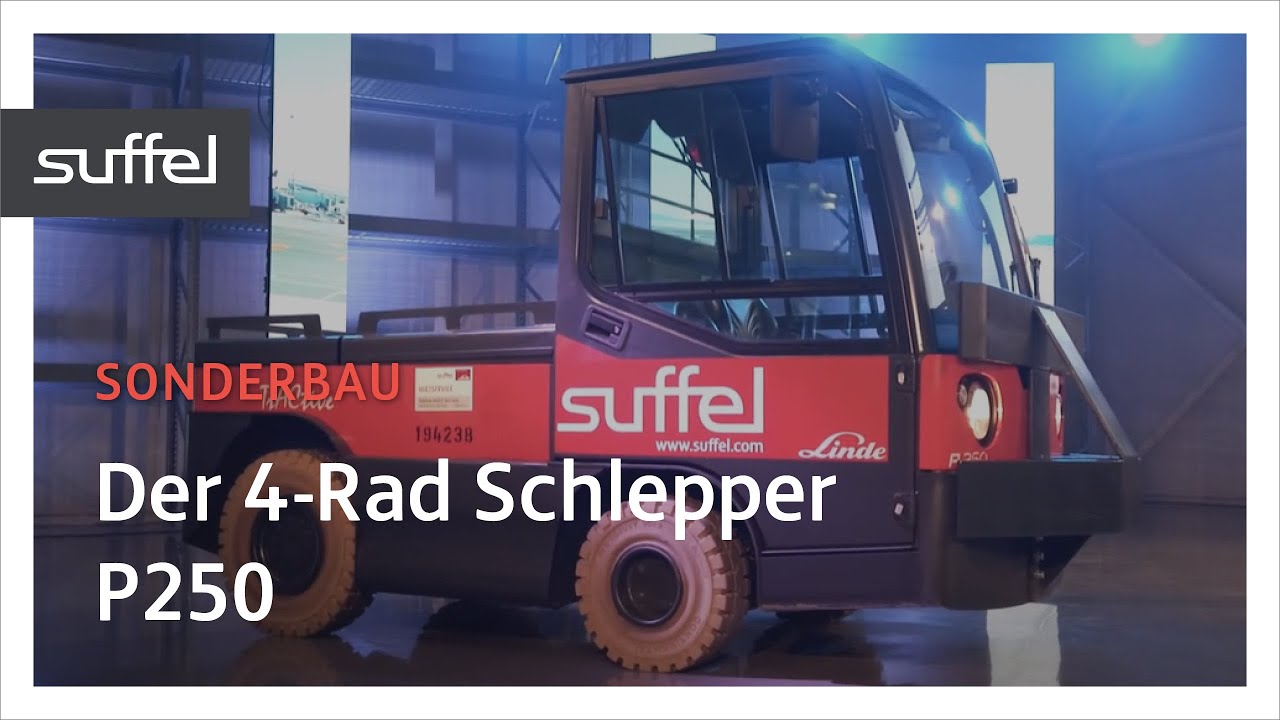 Luftfracht transportieren mit dem Linde 4-Rad Elektro-Schlepper P250 | Suffel Sonderbau