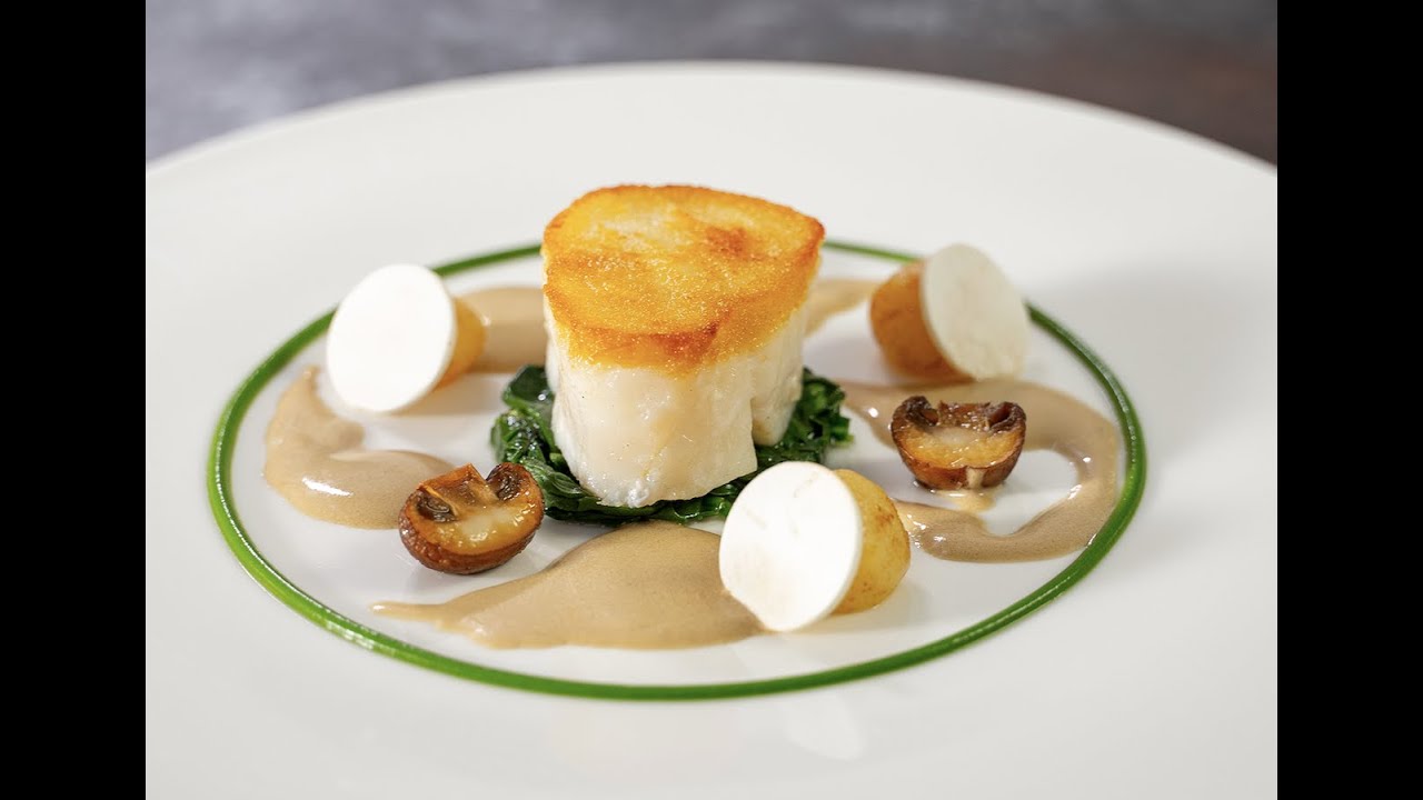 Roast Cod, Spinach, Mushroom Sauce - Mark Moriarty @markmoriarty1