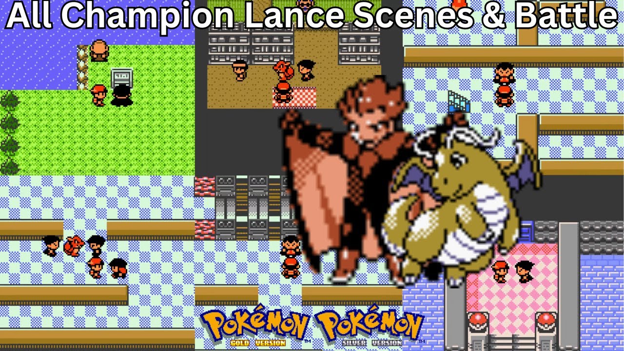 Pokémon Gold & Silver - All Champion Lance Scenes & Battle