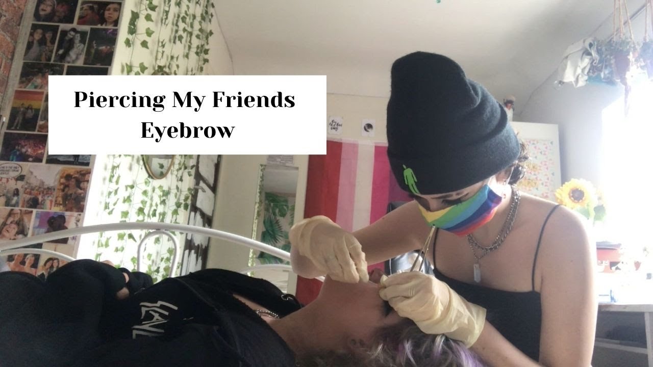 PIERCING MY FRIENDS EYEBROW!! (first time doing an eyebrow piercing) | Biddle
