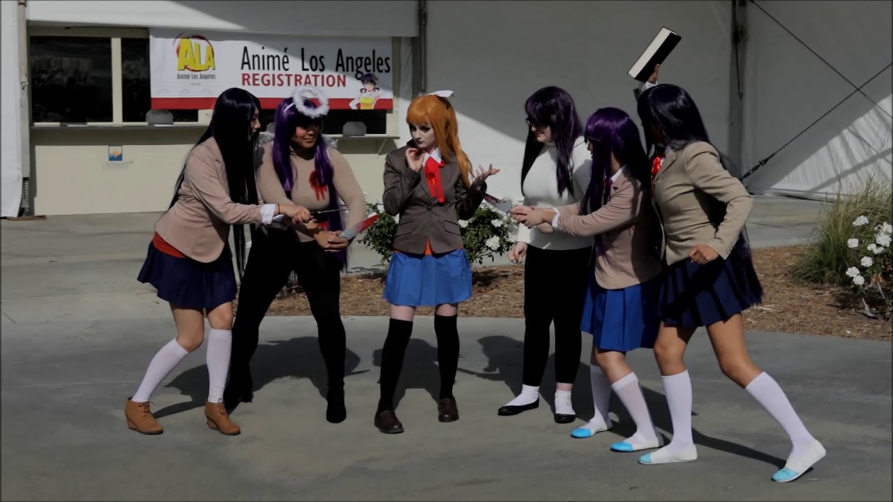 anime los angeles 2018 - doki doki literature club gathering