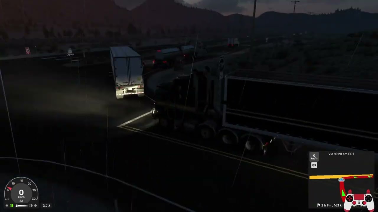 Viaje Largo Fin American Truck Nuevo estado mods K100 de Kenworth más lluvia y tormenta Mods