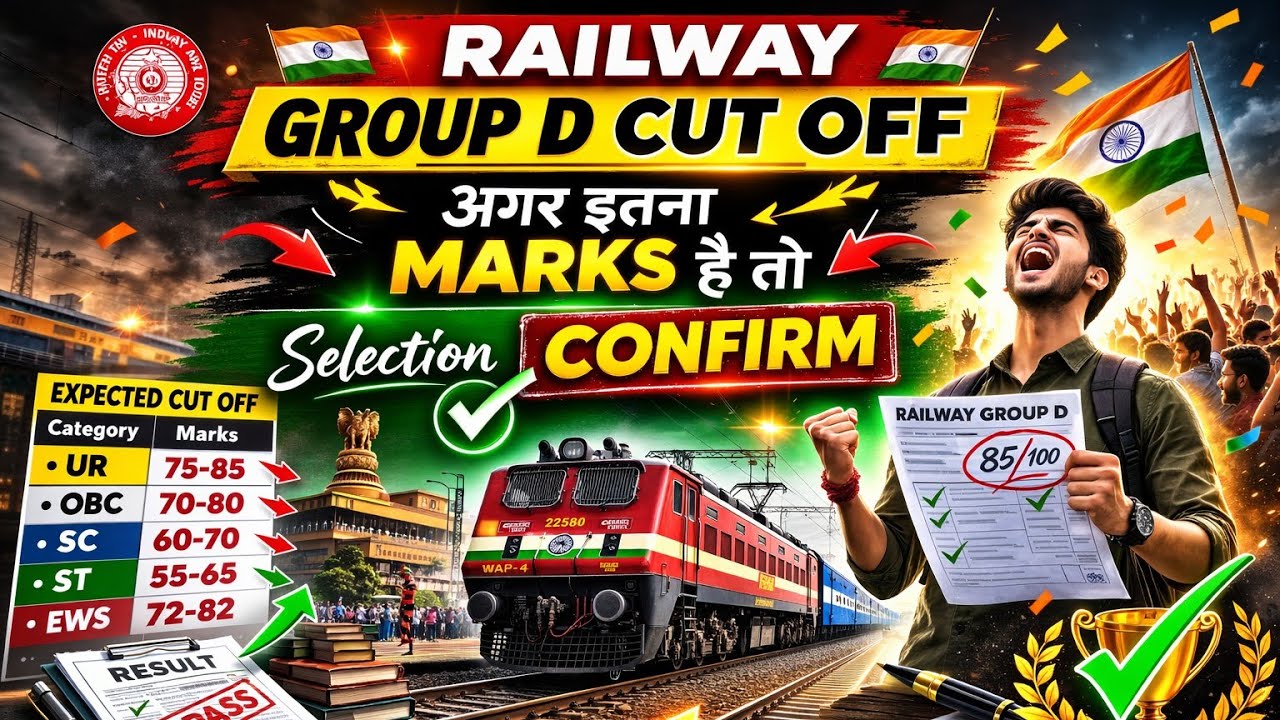 RAILWAY GROUP D CUT OFF 😱ये 5 लाख candidate का MARK'S देखो 60 -65 वाले 🤫