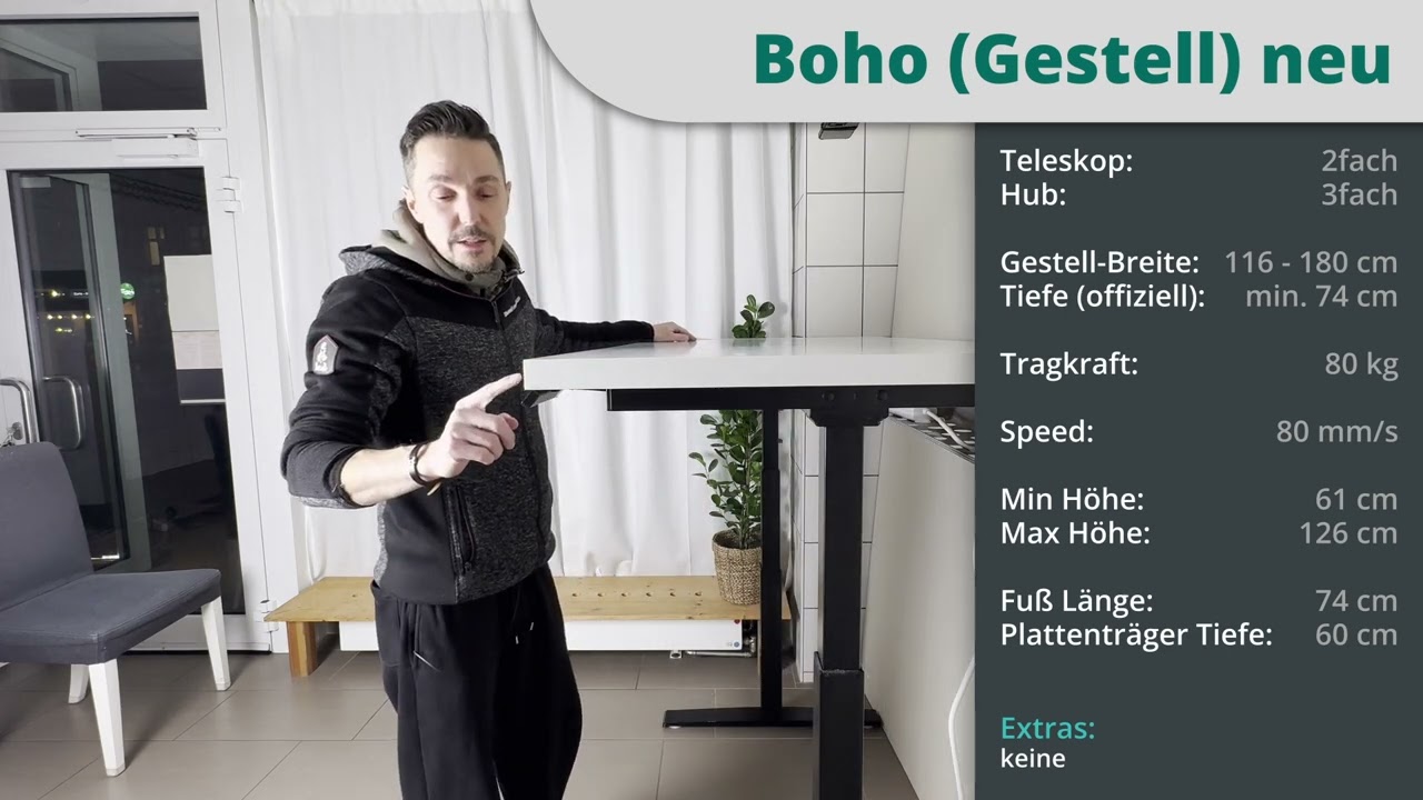 Test - Höhenverstellbarer Tisch Boho Office: Höhe, Tempo & Stabilität