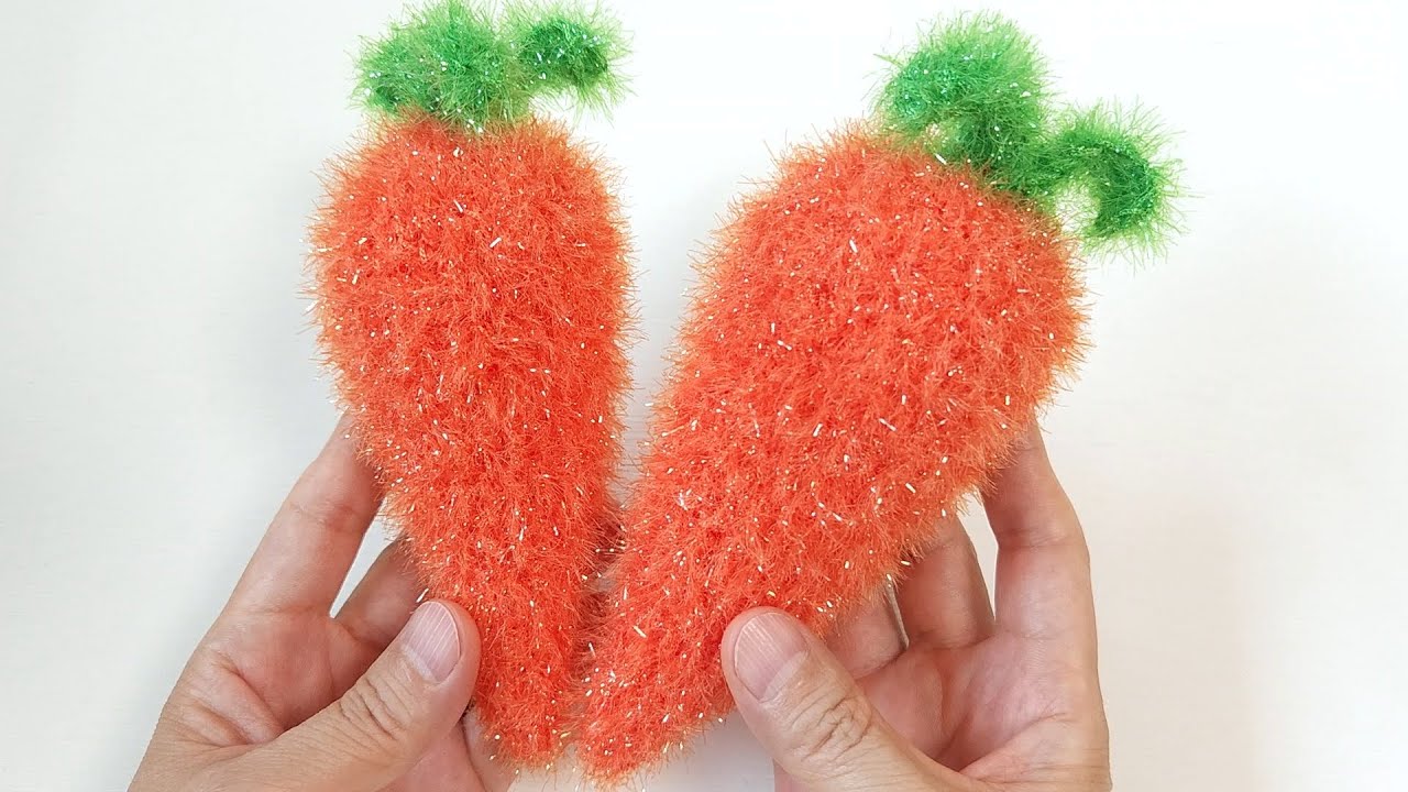 수세미뜨기/ 당근 수세미 / Crochet carrot/ Crochet dish scrubber