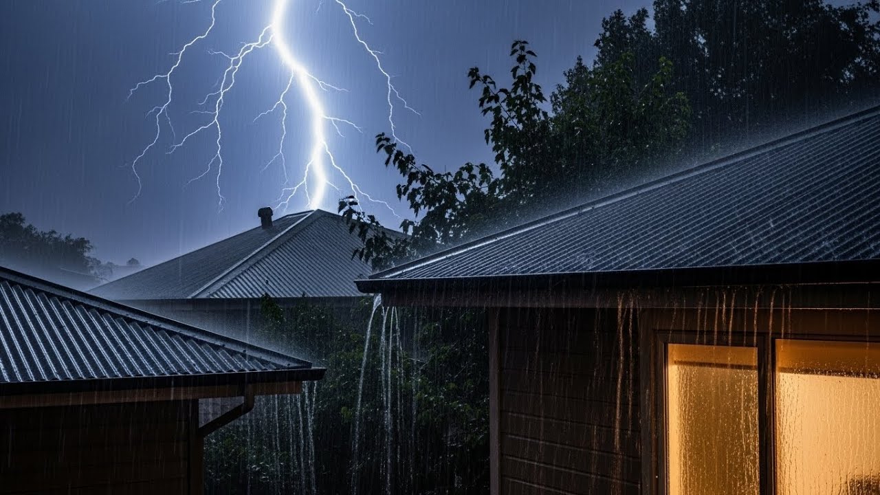 Stormy Rain on Metal Roof 🌧️ Sleep Instantly with Deep Thunder Ambience #17