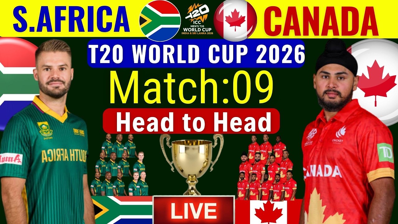 🔴Live: South Africa vs Canada Match 9 | ICC T20 World Cup 2026 Match 9 | SA vs CAN Match Live