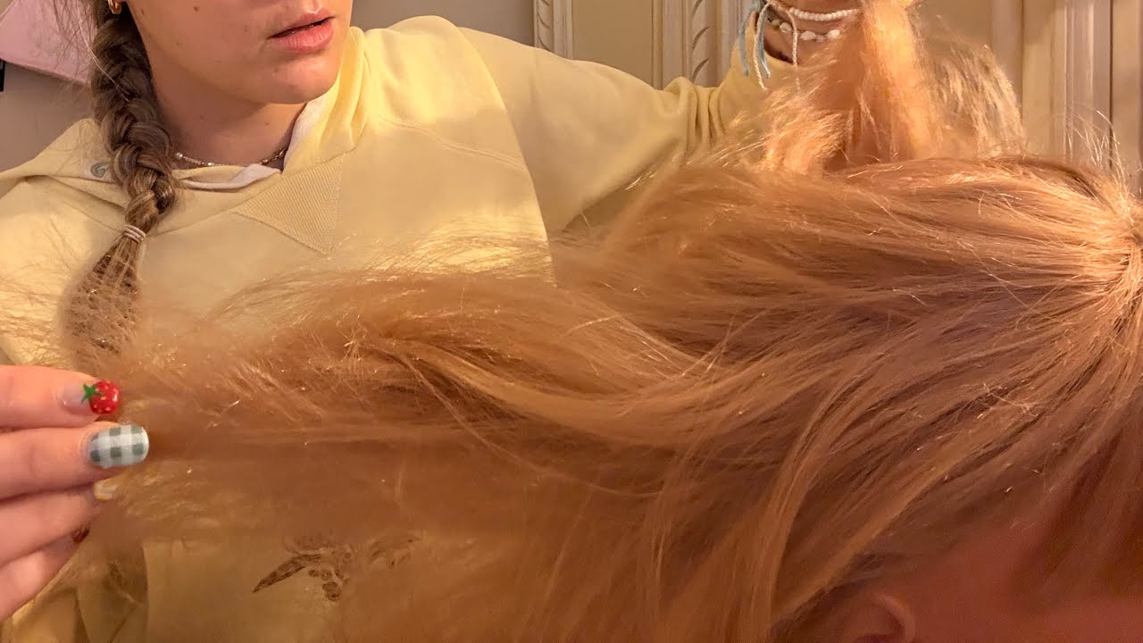 asmr: kind girl gets something out of your hair | hair brushing, personal attention & whispering 
