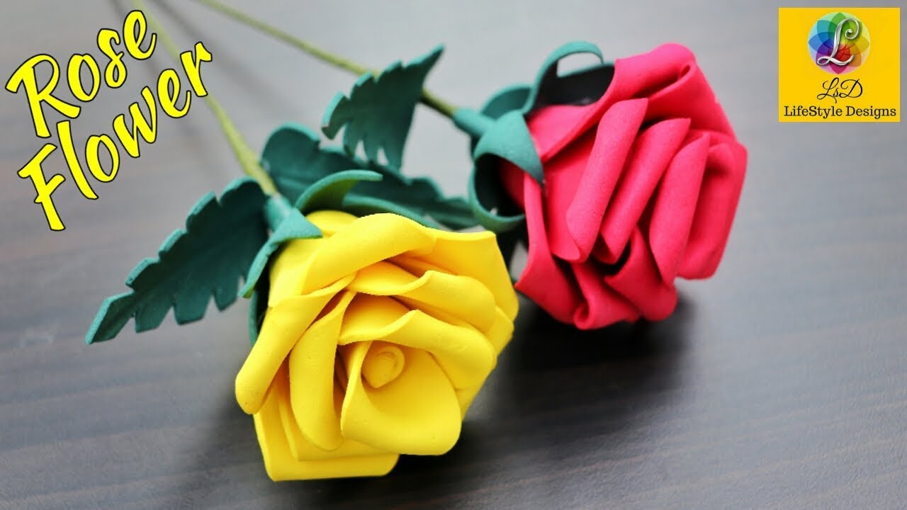 How To Make Foam Sheet Rose flowers | Realistic Rose Using Foam Sheet | DIY Foam Sheet Flower Craft