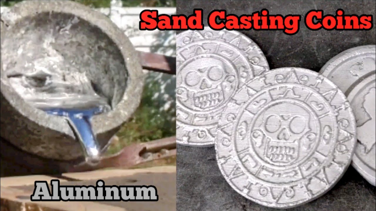 Sand Casting Aluminum Coins - HomeMade - ASMR - Molten Aluminum