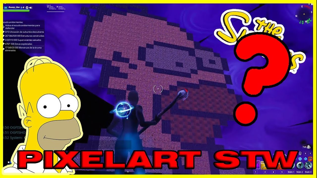 😱Fortnite STW How To Build Homer simpson Pixel Art😨😲