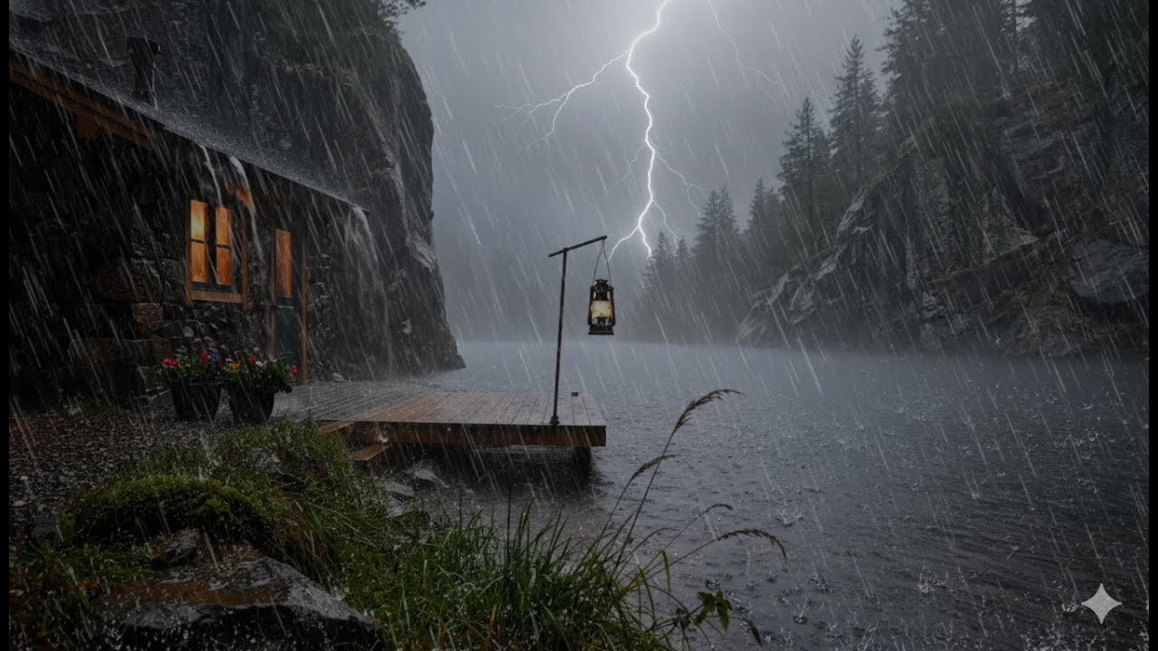 Deep Sleep Night Rain at a Quiet Lake Cabin 🌙 No Music, No Sudden Sounds
