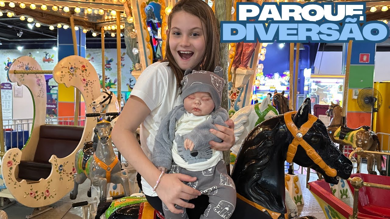 1º VEZ no CARROSSEL no PARQUE DE DIVERSÕES com MEU BEBE REBORN