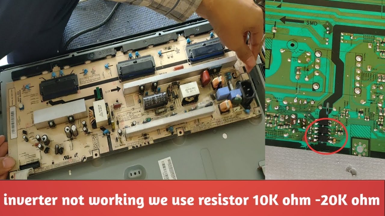 samsung LA37b530P7M,inverter problem fix by risistor 10k ohm,backlight problem/repair tv