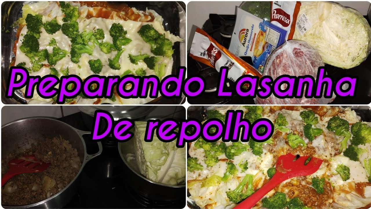 Lasanha de repolho com brócolis 🥦😋#Dietasaborosa