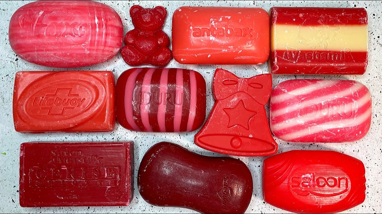 Red Soap set. Asmr Soap. Carving soap. Асмр резка мыла