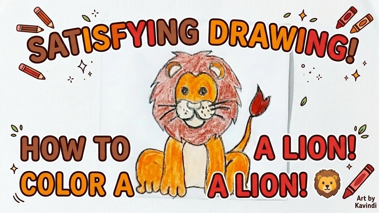 Coloring a Lion with Color Pencils | Simple Art for Beginners