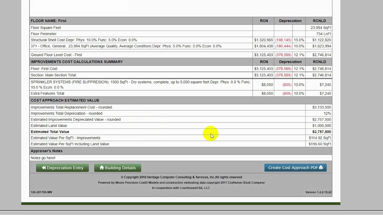 MCO Cost Approach Value Estimate