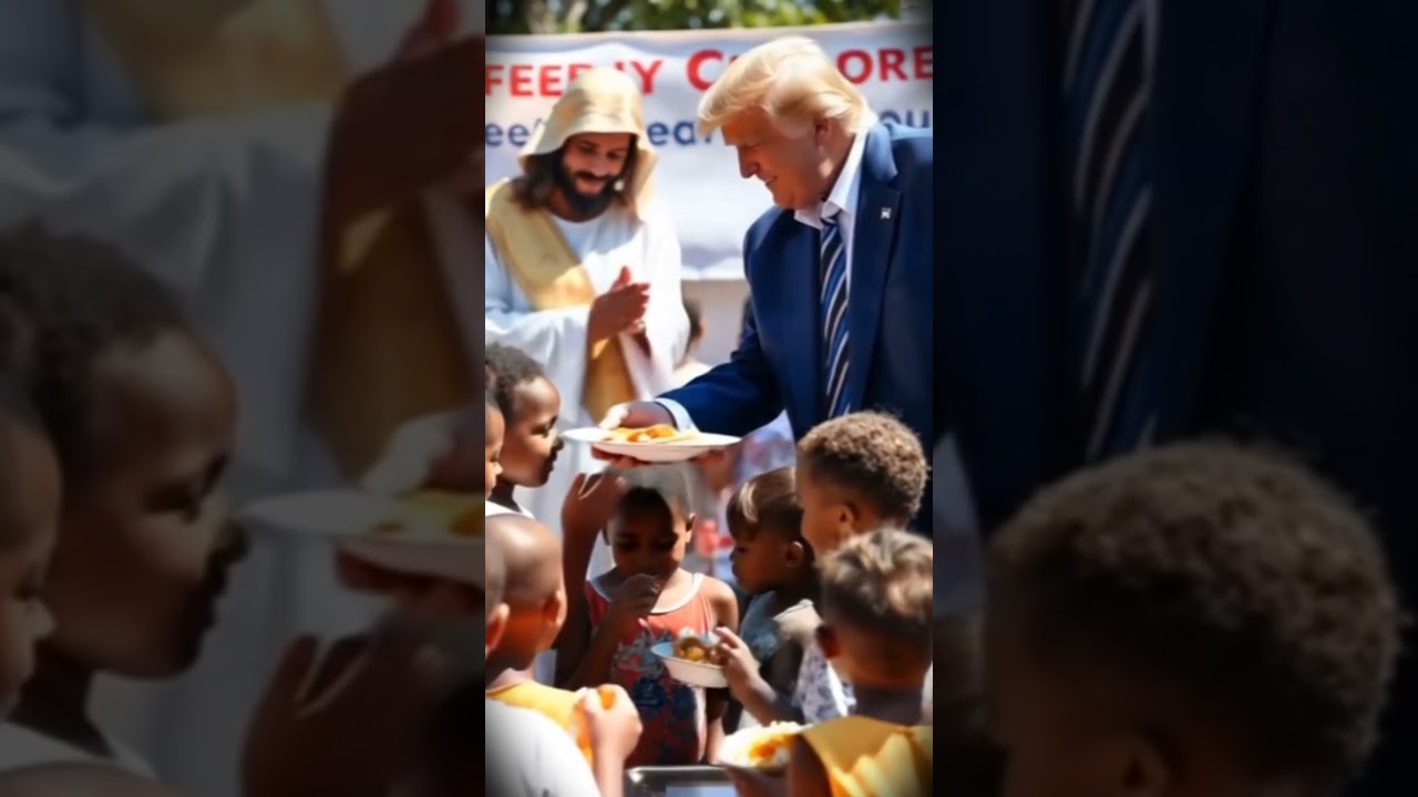 Donor Trump gives poor kids food👍✝️#jesus #politics #kids #motivation #shorts