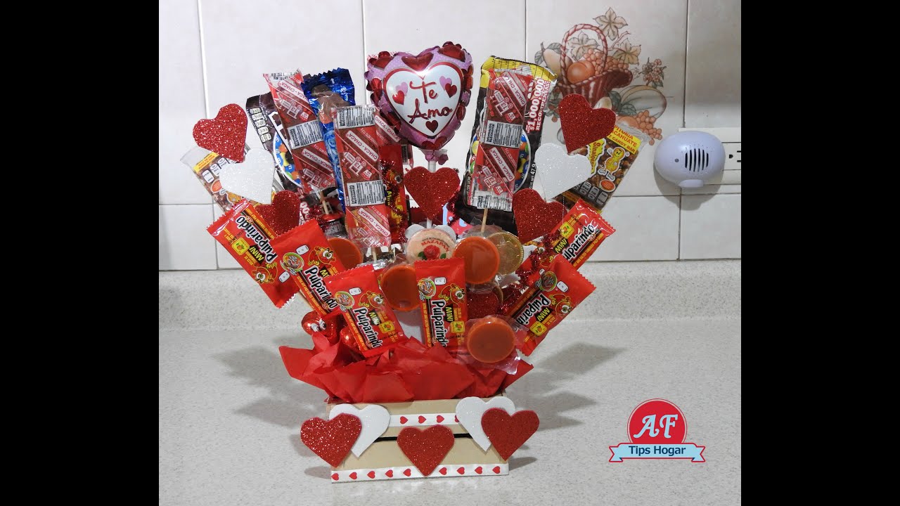 arreglo de dulces para san valentin
