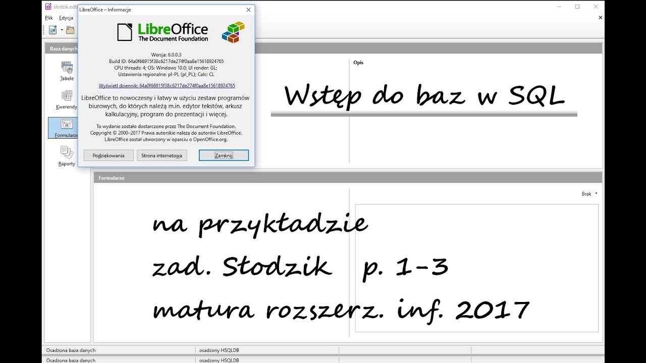 Wprowadzenie do przeszukiwania baz w SQL np. zad. Słodzik Matura rozszerz. z inf. 2017