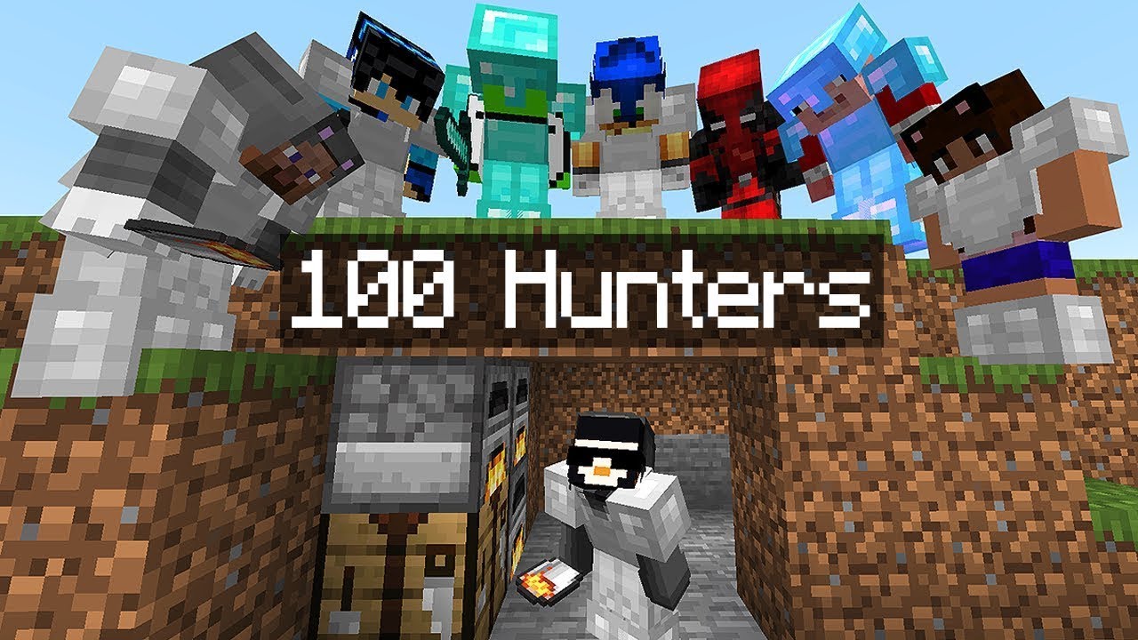 Minecraft Manhunt, но там 100 охотников...