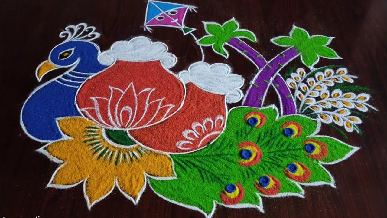 Pongal special rangoli designs (5×3) dot's....
