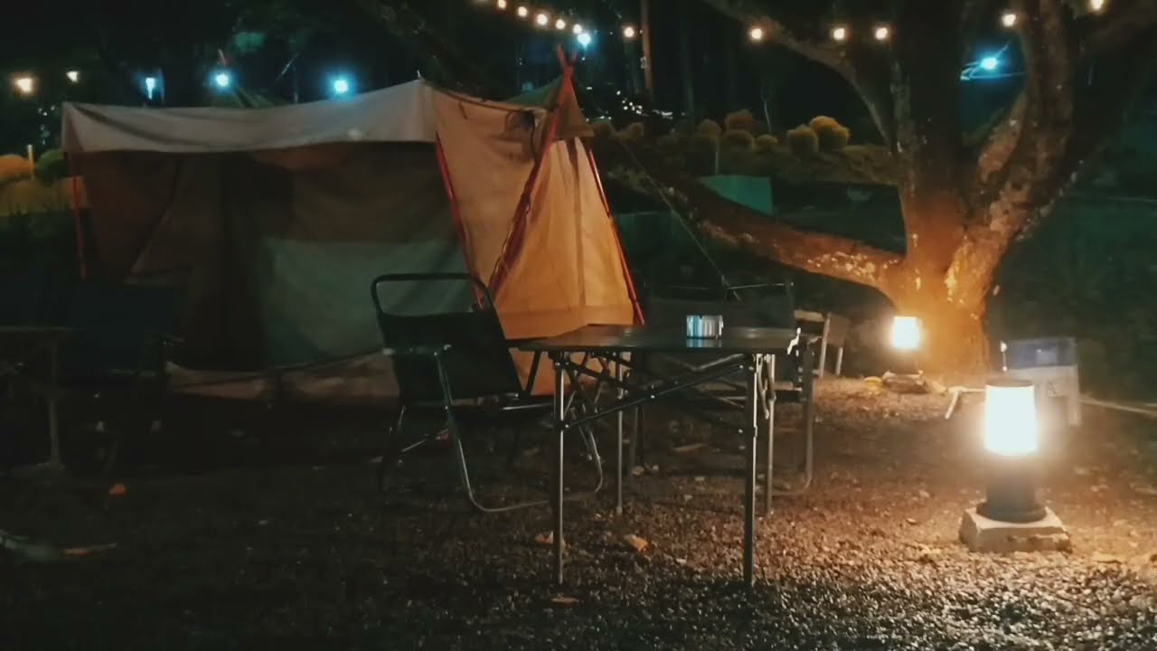 1 Hour of Peaceful Night Sounds: Crickets, Cozy Campfire & Orange Glow 🌙