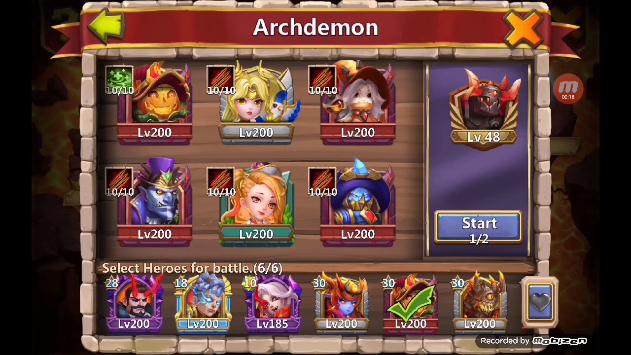 13.17 Bil Deals True DMG, Energy Recovery Archdemon Castle Clash.