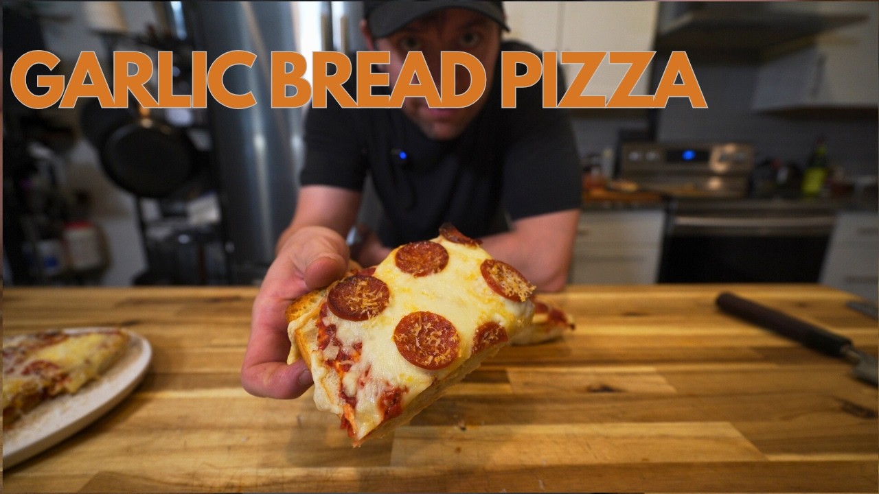 Garlic bread pizza like when i was young. So Delicious. Dinner time.