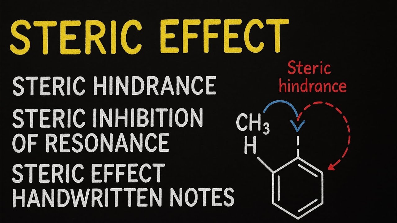 Steric effect/steric hindrance||steric inhibition of Resonance||steric effect handwritten notes