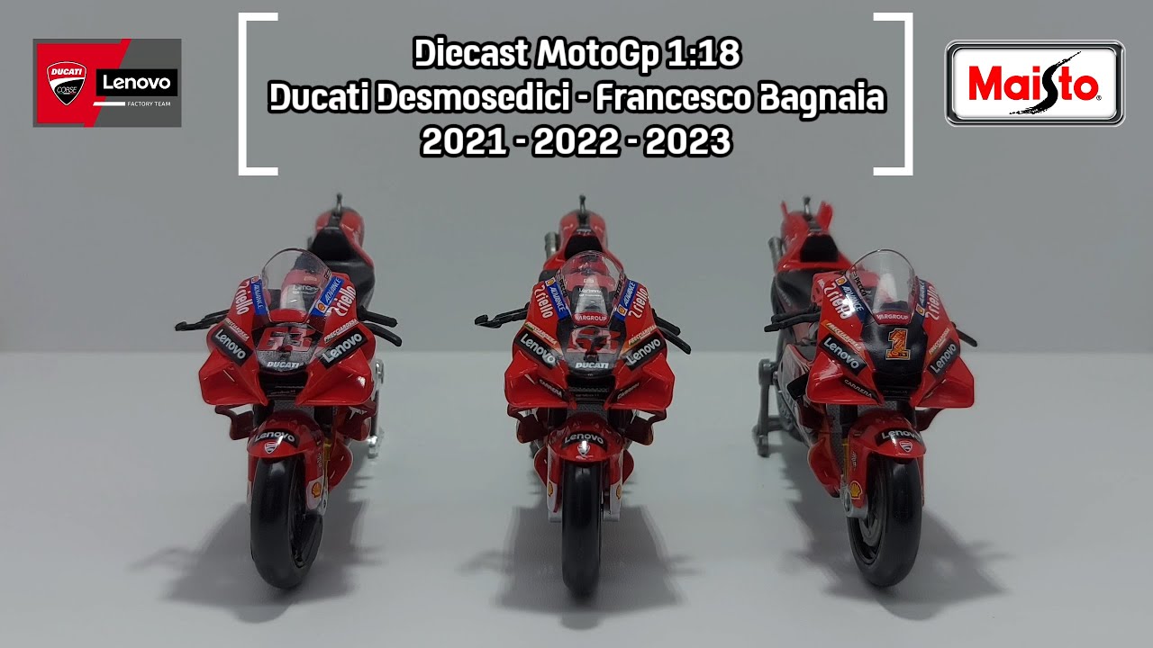 Diecast Motogp Ducati Desmosedici GP 2021/2022/2023 Francesco Bagnaia Skala 1:18 Maisto