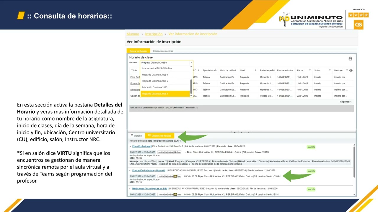 Consulta de Horario en Génesis