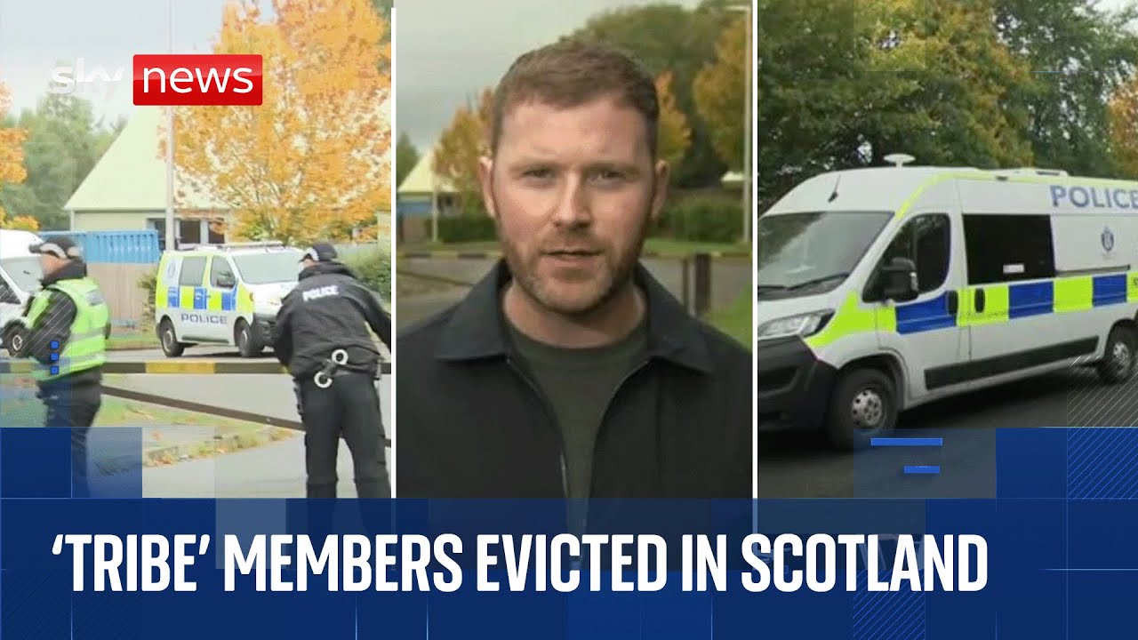 'African tribe' members evicted after raid on Scottish wood | Sky News coverage
