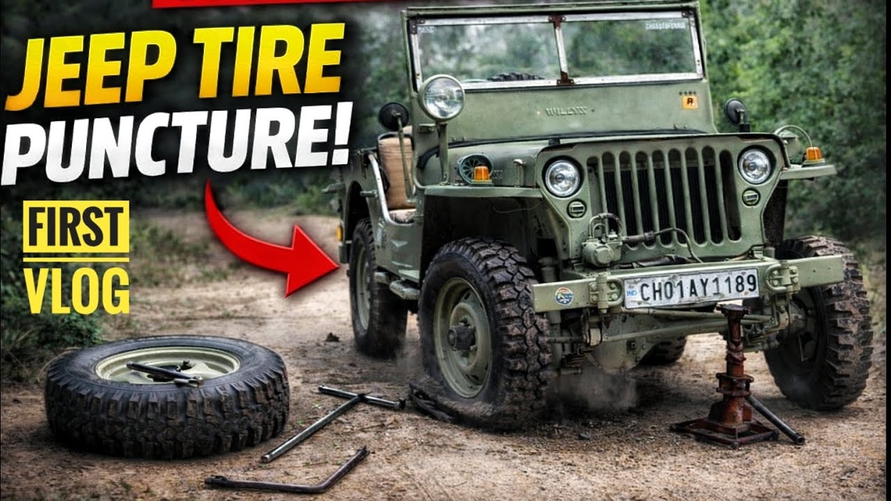 Jeep tyre puncture 4x4 offroading |#viral #vlog #jeep 4x4 #offroad 