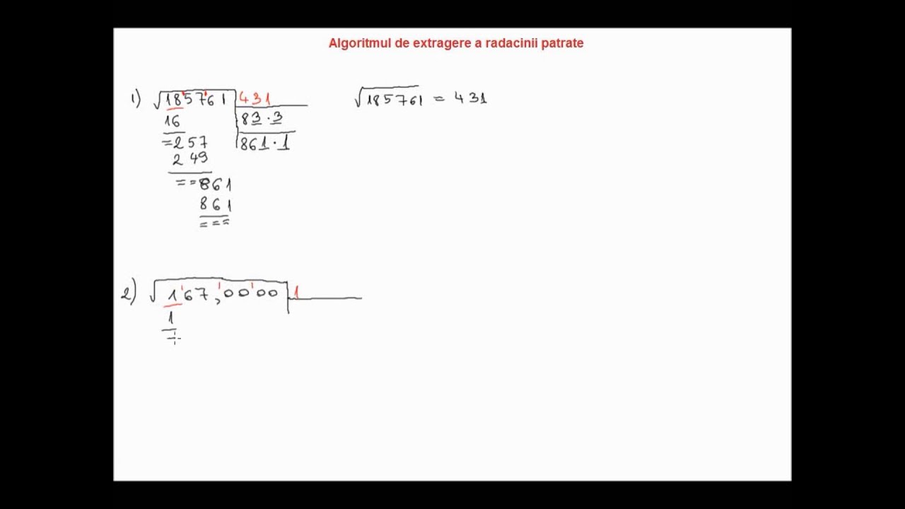 Algoritmul de extragere a radacinii patrate (7b11)