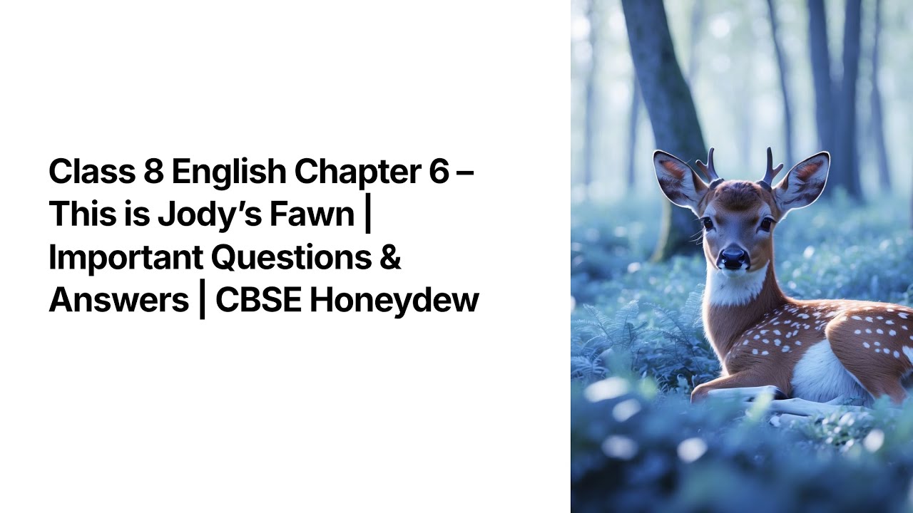 Class 8 English Chapter 6 – This is Jody’s Fawn | Important Questions & Answers | CBSE Honeydew