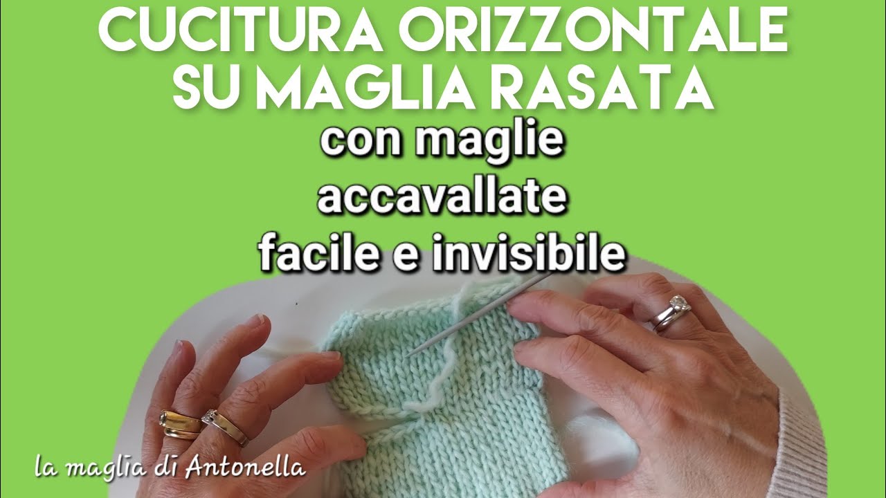 Cucitura invisibile orizzontale con l'ago su maglia rasata con maglie accavallate