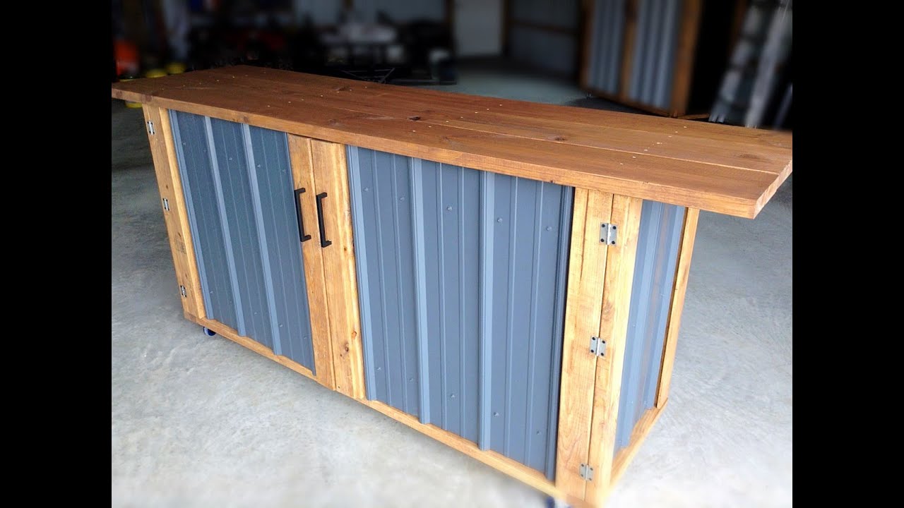HOW TO BUILD A MOBILE BAR HEIGHT TABLE WITH STORAGE  96