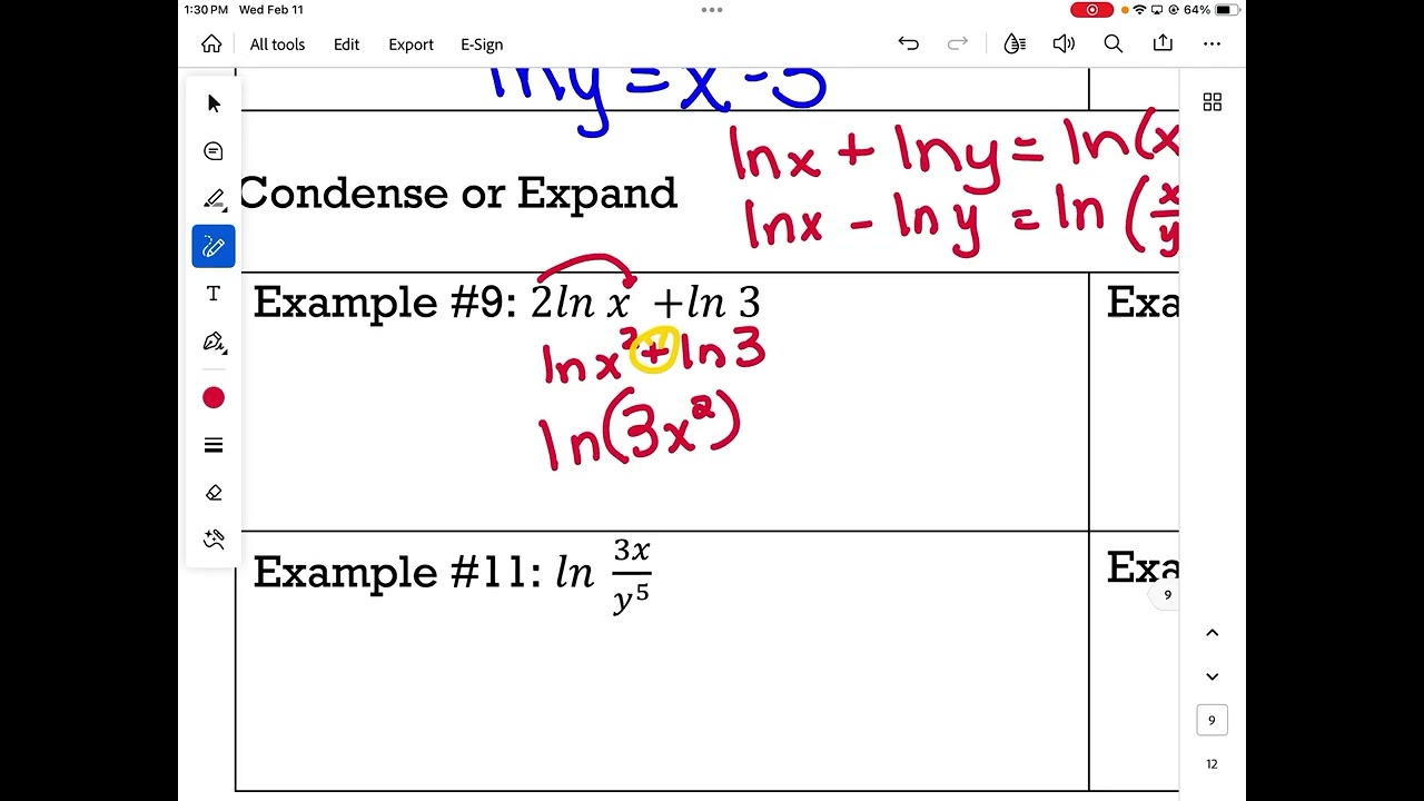 Algebra 2 Natural Log Intro