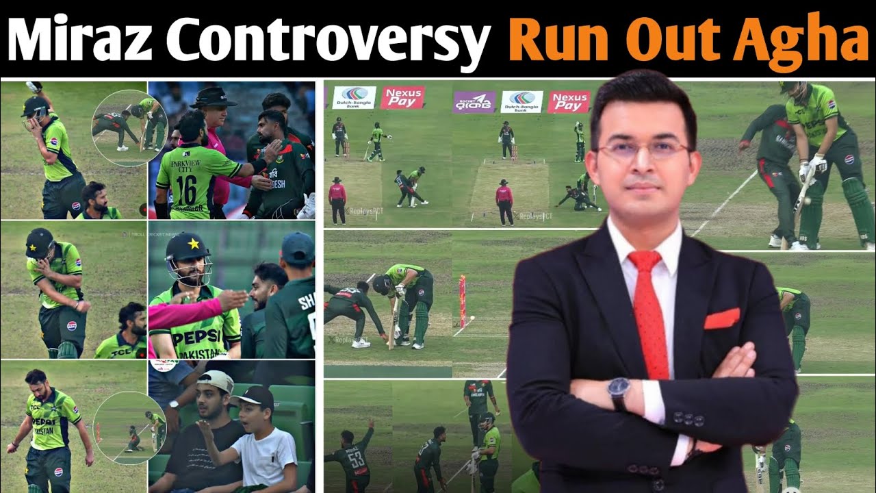 Miraz Controversy Run Out Agha |  Spirit of cricket dead| pak vs Ban 2nd Odi