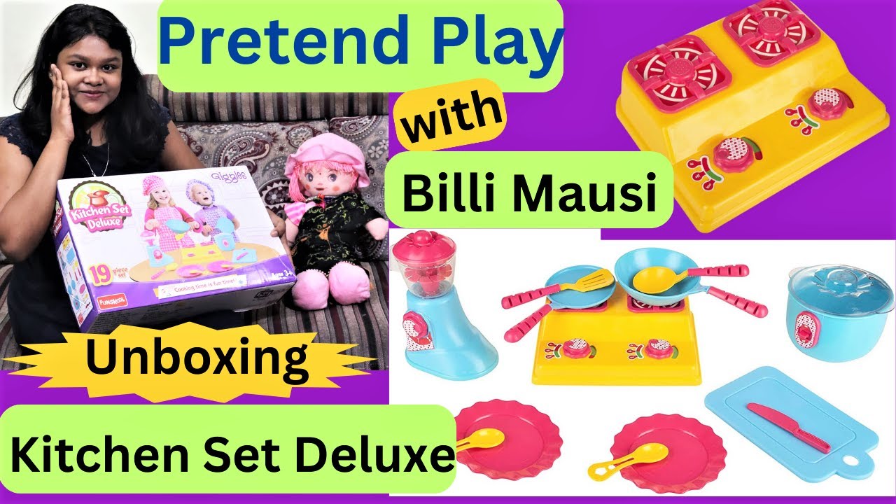 Billi Mausi return #pretendplay with Billi Mausi . Unboxing Kitchen Set Deluxe #natkhatisuhani,