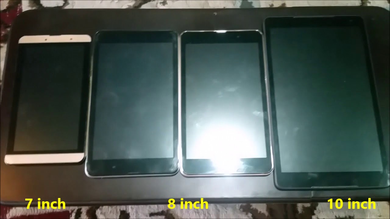 Tablet size comparison - 7 inch, 8 inch and 10 inch