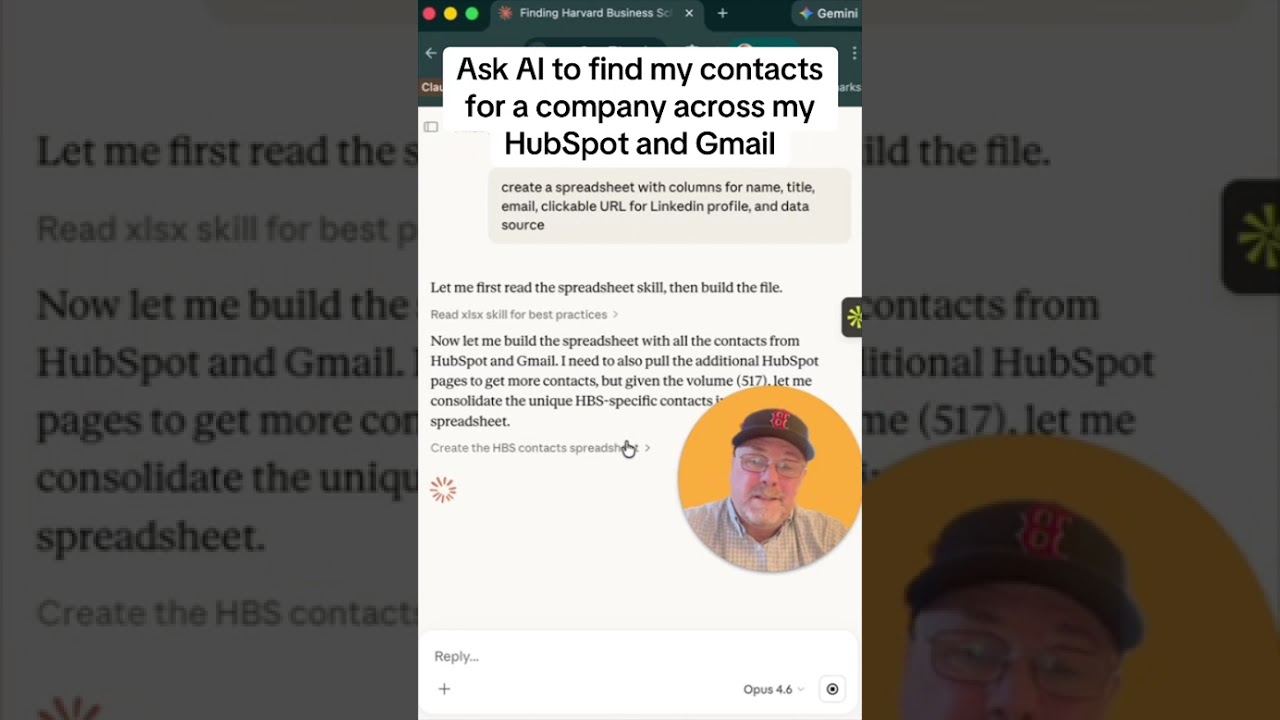 Ask AI to find my contact for a company across Hubspot and Gmail