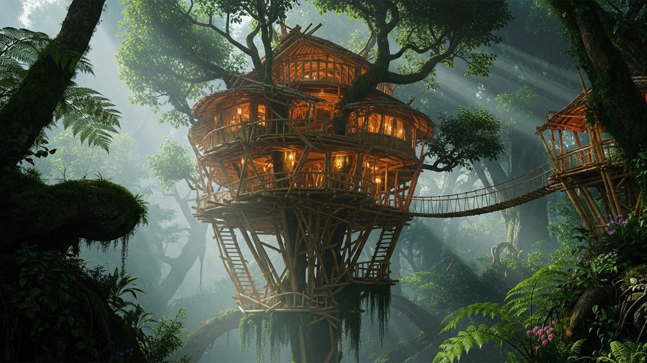 Building a Hidden Bamboo House in the Jungle Survival Skills to Escape Animal Attacks