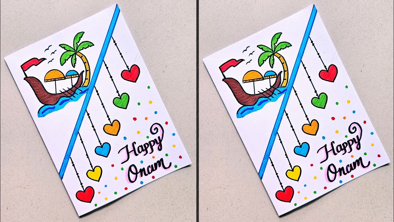 Handmade Onam Card Easy/Onam Greeting Card/Happy Onam Card/Onam Card Making Easy 